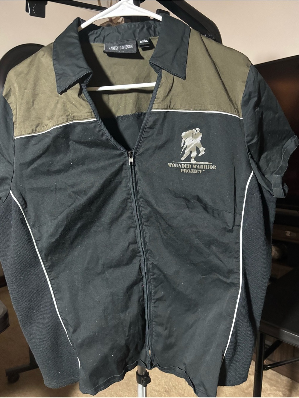 Harley-Davidson Black and Olive Lightweight Zip-Front Shirt Jacket